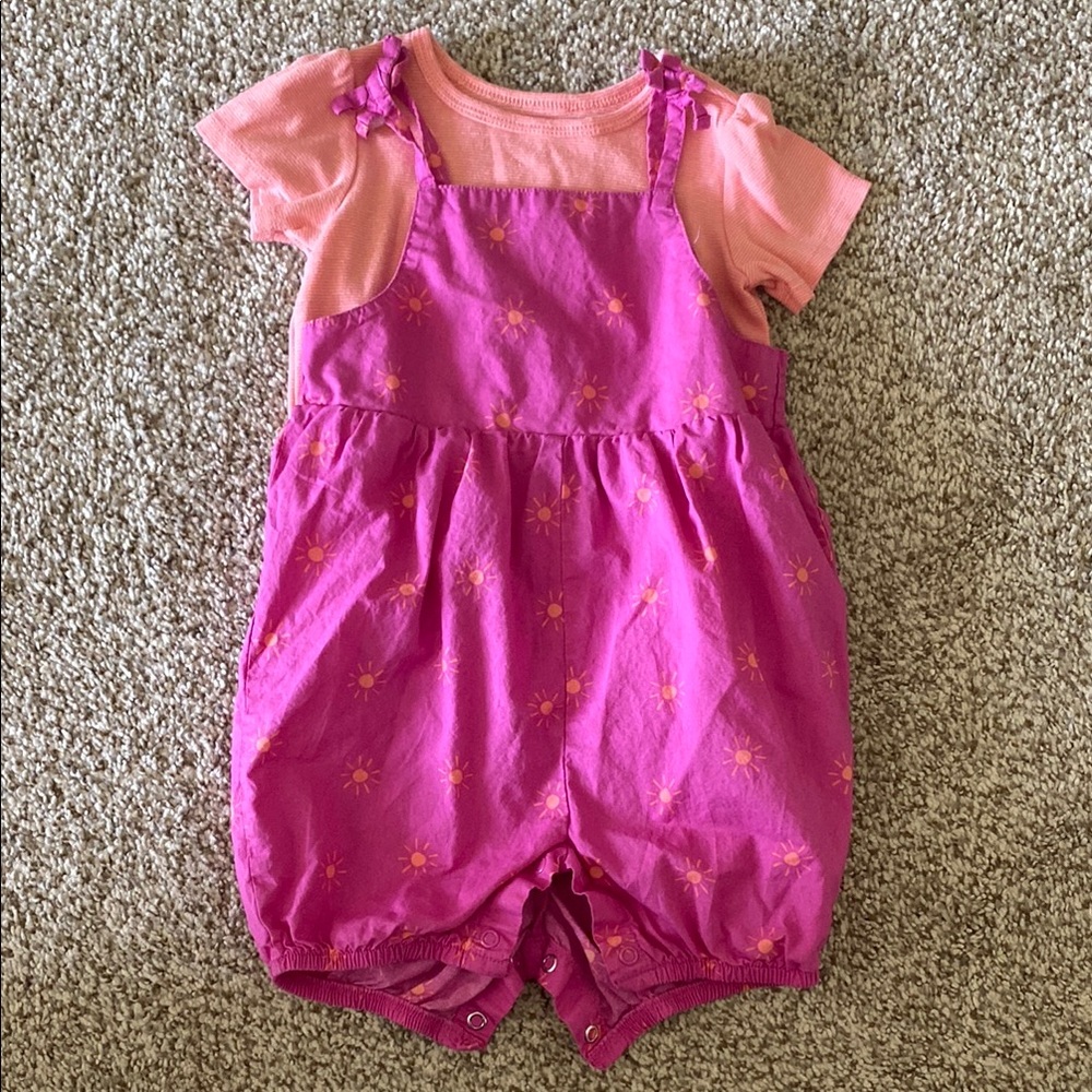 Pink and Orange 2 Pc Baby Romper